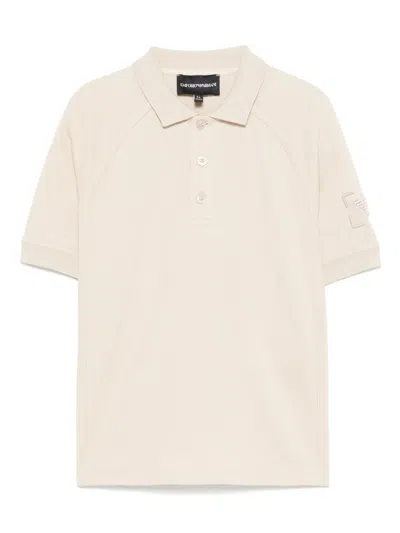Emporio Armani Kids' Ribbed Cotton T-shirt In Neutrals