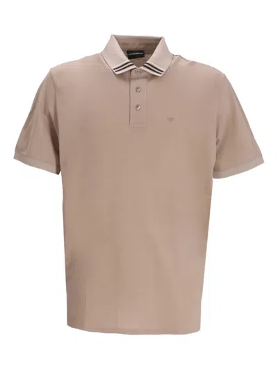 Emporio Armani Logo-embroidered Polo Shirt In Roasted Cashew