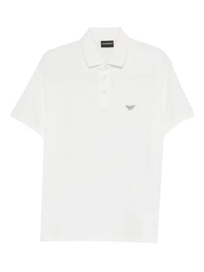 Emporio Armani Logo-embroidered Polo Shirt In Black