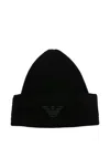 Emporio Armani Logo-embroidered Ribbed Beanie In Black