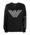 EMPORIO ARMANI LOGO EMBROIDERED ROUND NECK SWEATER
