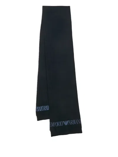 Pre-owned Emporio Armani Logo-embroidered Scarf