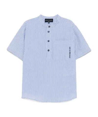 Emporio Armani Kids' Logo-embroidered Shirt In Blue