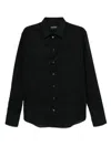 Emporio Armani Navy Blue Logo Patch Shirt In Black