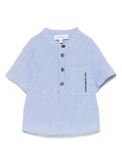 Emporio Armani Babies' Logo-embroidered Shirt In Blue