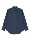 Emporio Armani Logo-embroidered Shirt In Blue