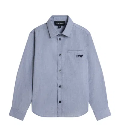 Emporio Armani Kids' Logo Embroidered Shirt In Blue