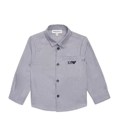 Emporio Armani Kids' Logo Embroidered Shirt In Gray