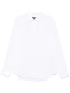 Emporio Armani Cotton Shirt With Button-down Collar And Curved Hem In White