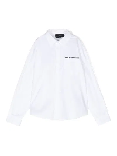 Emporio Armani Kids' Logo-embroidered Shirt In White