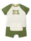 Emporio Armani Logo-embroidered Short And T-shirt Set In Neutrals
