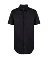 Emporio Armani Short-sleeved, Stretch Nylon-blend Shirt In Black