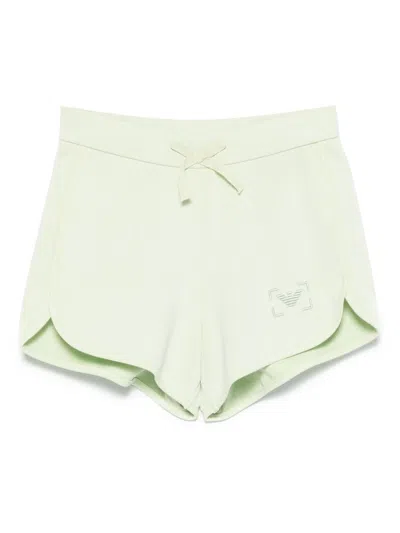 Emporio Armani Kids' Logo-embroidered Shorts In 绿色