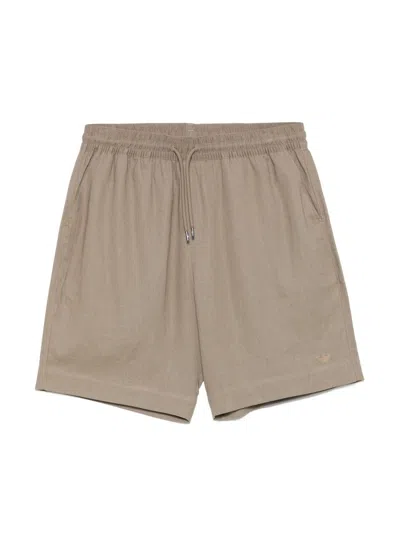Emporio Armani Logo-embroidered Shorts In Gray