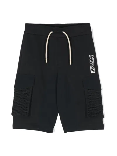 Emporio Armani Kids' Logo-embroidered Shorts In Blue