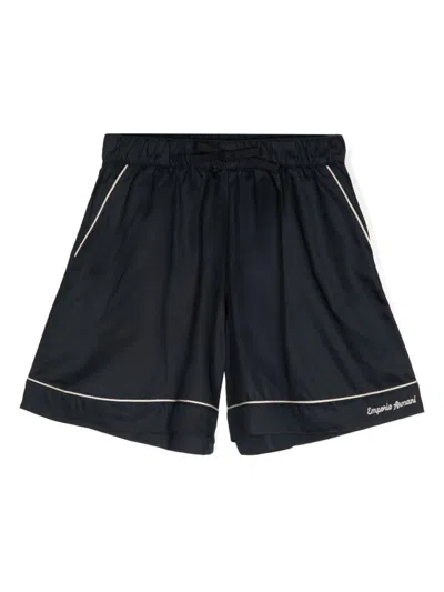 Emporio Armani Kids' Logo-embroidered Shorts In Blue
