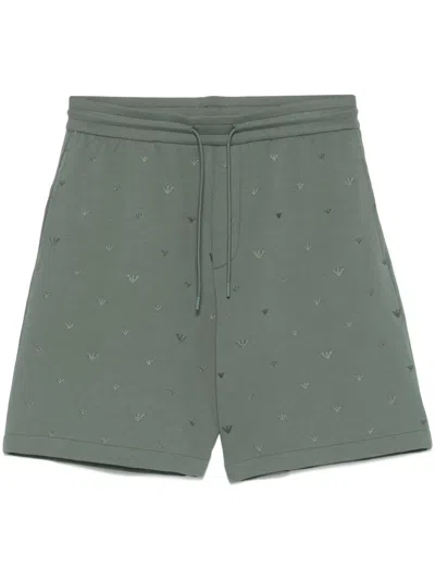 Emporio Armani Logo-embroidered Shorts In Green