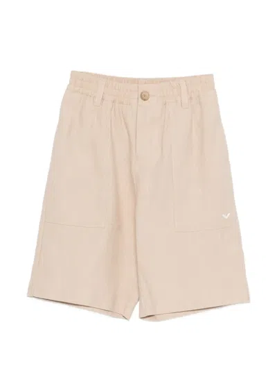 Emporio Armani Kids' Logo-embroidered Shorts In Neutral