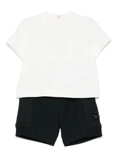 Emporio Armani Babies' Logo-embroidered Shorts Set In White