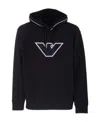 Emporio Armani Logo-embroidered Stretch-cotton Hoodie In Black