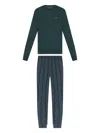Emporio Armani Logo-embroidered Stripe-pattern Pyjamas In Green