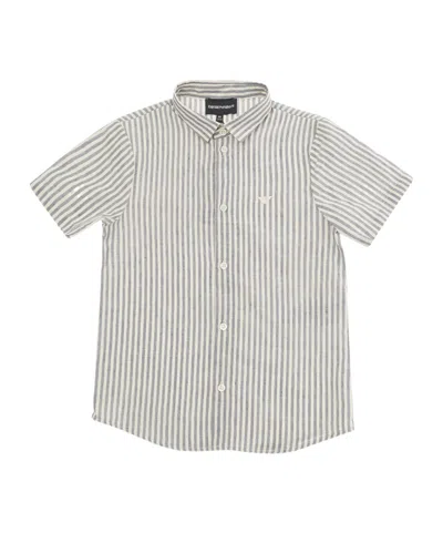Emporio Armani Logo-embroidered Striped Shirt In White