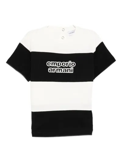 Emporio Armani Babies' Logo-embroidered Striped T-shirt In Black