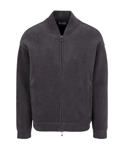 Emporio Armani Logo-embroidered Sweatshirt In Black