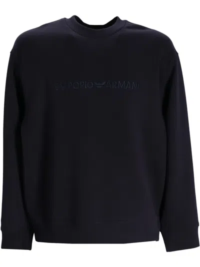 Emporio Armani Logo-embroidered Sweatshirt In Blue
