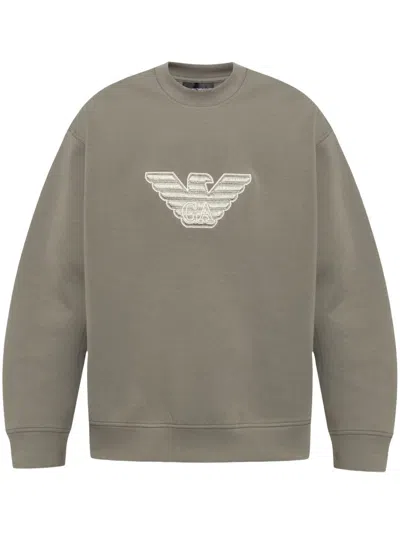 Emporio Armani Logo-embroidered Sweatshirt In Green