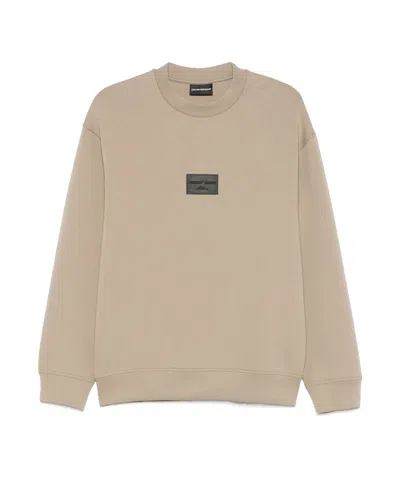 Emporio Armani Logo-embroidered Sweatshirt In Nude