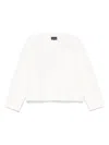 Emporio Armani Logo Crew Neck Cotton Sweatshirt With Ribbed Cuffs And Hem In Weiss