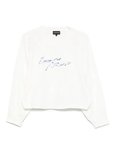 Emporio Armani French Terry Jersey Sweatshirt With Logo In White