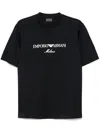Emporio Armani Embroidered Logo T-shirt In 黑色