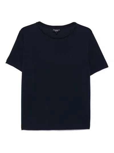 Emporio Armani Logo-embroidered T-shirt In Blue