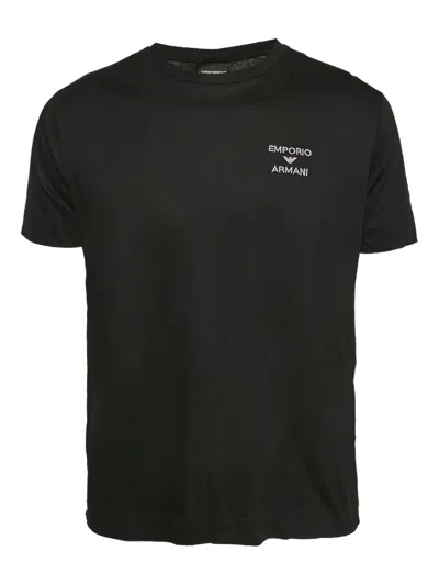Pre-owned Emporio Armani Logo-embroidered T-shirt In Black