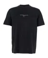 Emporio Armani T-shirt In Jersey Misto Lyocell Con Logo Effetto 3d In Black