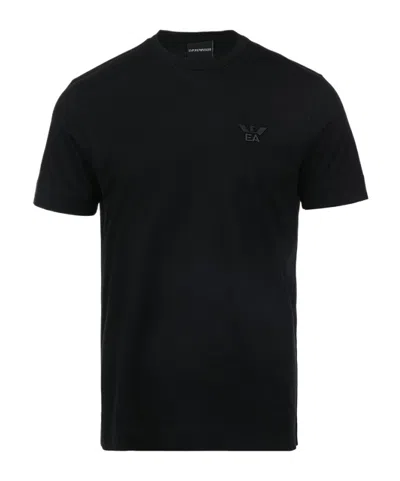 Emporio Armani Logo-embroidered T-shirt In Black
