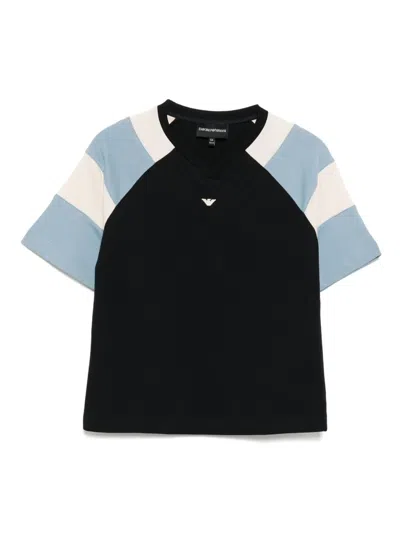 Emporio Armani Kids' Logo-embroidered T-shirt In Blue
