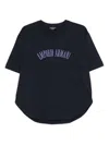 Emporio Armani Crew Neck Cotton T-shirt With Curved Hem In Blue