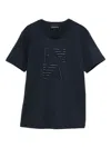 Emporio Armani Rganic Cotton T-shirt With Logo Embroidery In Blue