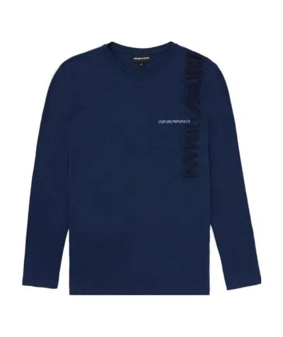 Emporio Armani Logo Embroidered T-shirt In Blue