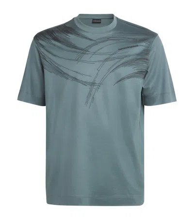 Emporio Armani Logo Embroidered T-shirt In Green