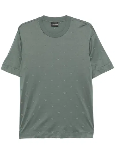 Emporio Armani Logo-embroidered T-shirt In Green