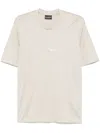 Emporio Armani Logo-embroidered T-shirt In Beige