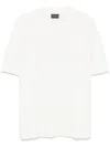 Emporio Armani White Logo Embroidery T-shirt In Neutrals