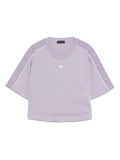 Emporio Armani Kids' Logo-embroidered T-shirt In Purple