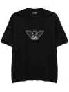 Emporio Armani T-shirt Mit Logo-stickerei In Schwarz