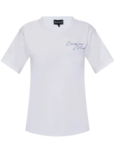 Emporio Armani Logo-embroidered T-shirt In White