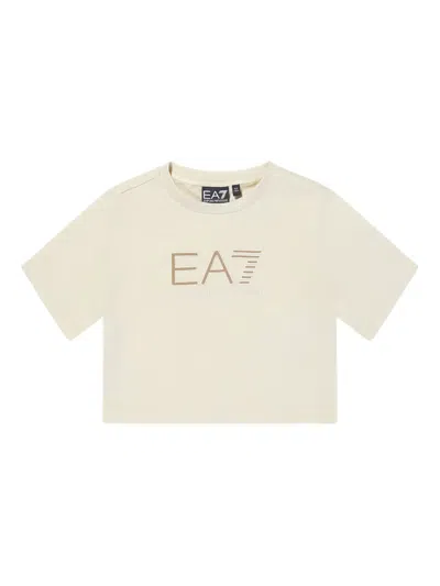 Emporio Armani Kids' Logo-embroidered T-shirt In White